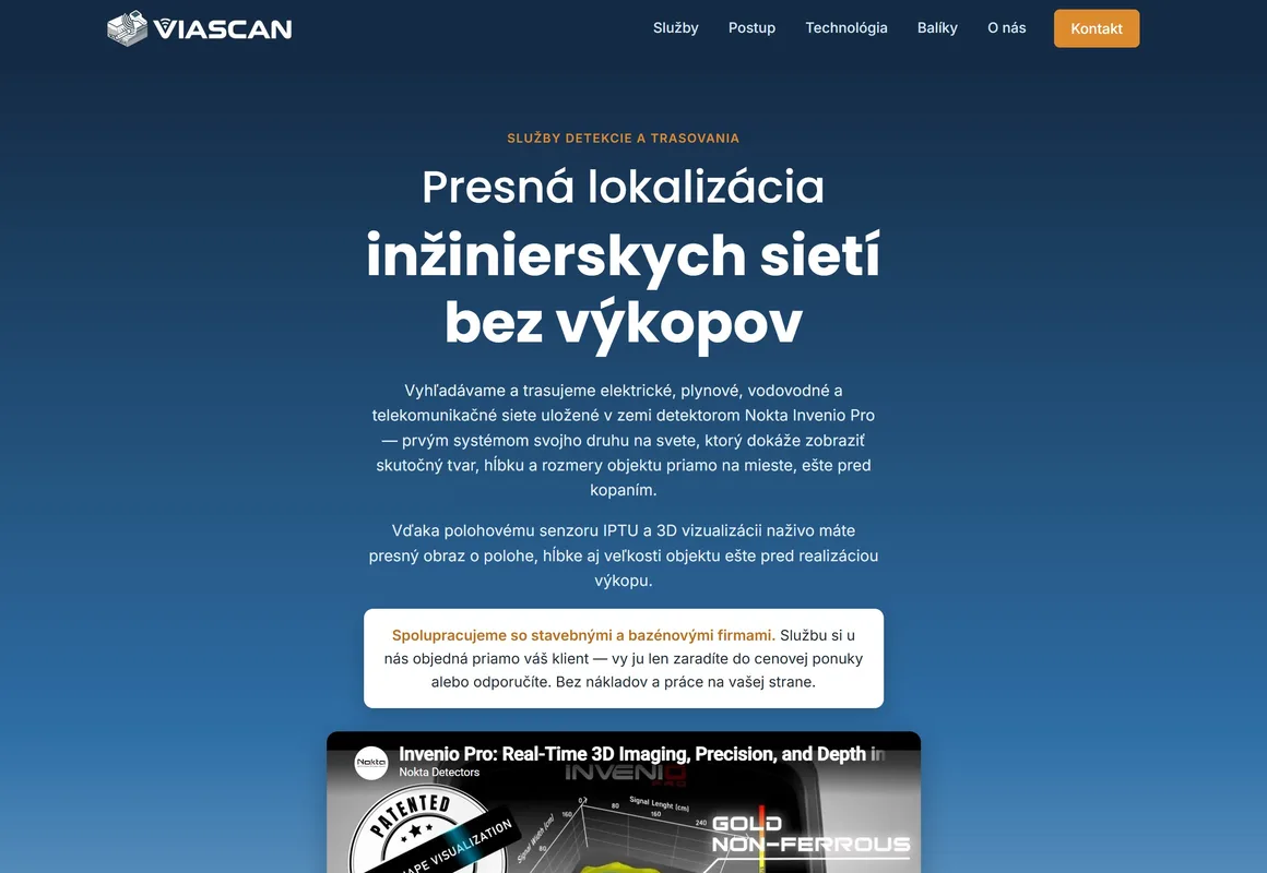 Tvorba webstránky ViaScan – detekcia inžinierskych sietí